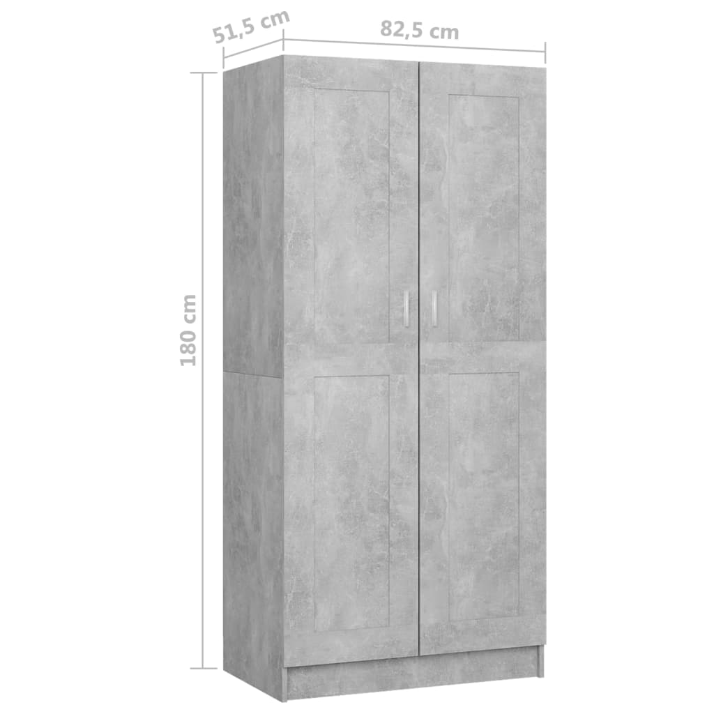vidaXL klædeskab 82,5x51,5x180 cm konstrueret træ betongrå