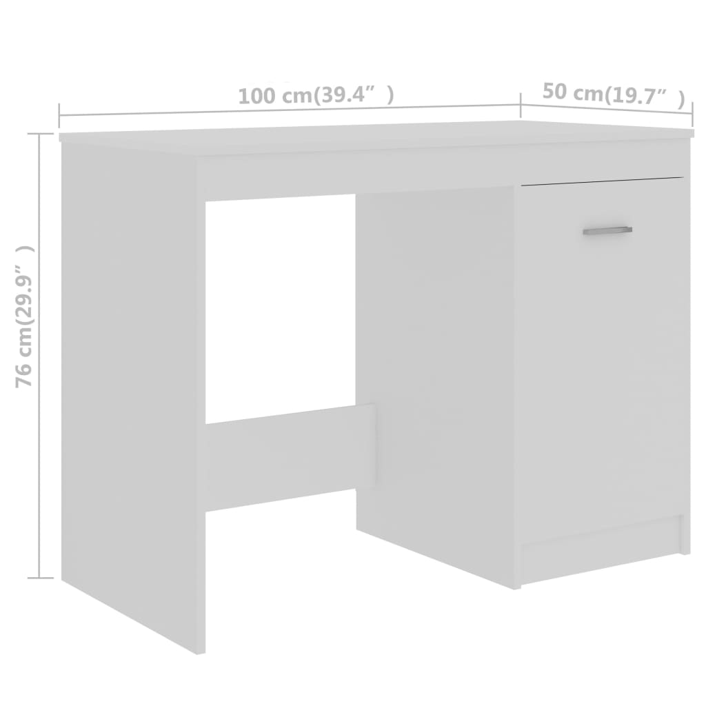 vidaXL skrivebord hvid 140x50x76 cm konstrueret træ