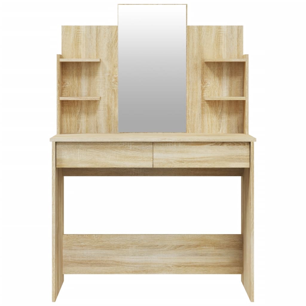 vidaXL makeupbord med spejl 96x40x142 cm sonoma-eg