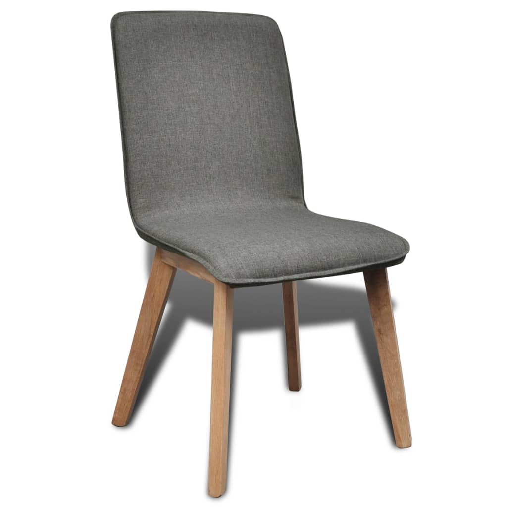 vidaXL spisebordsstole 2 stk. lysegråt stof massivt egetræ