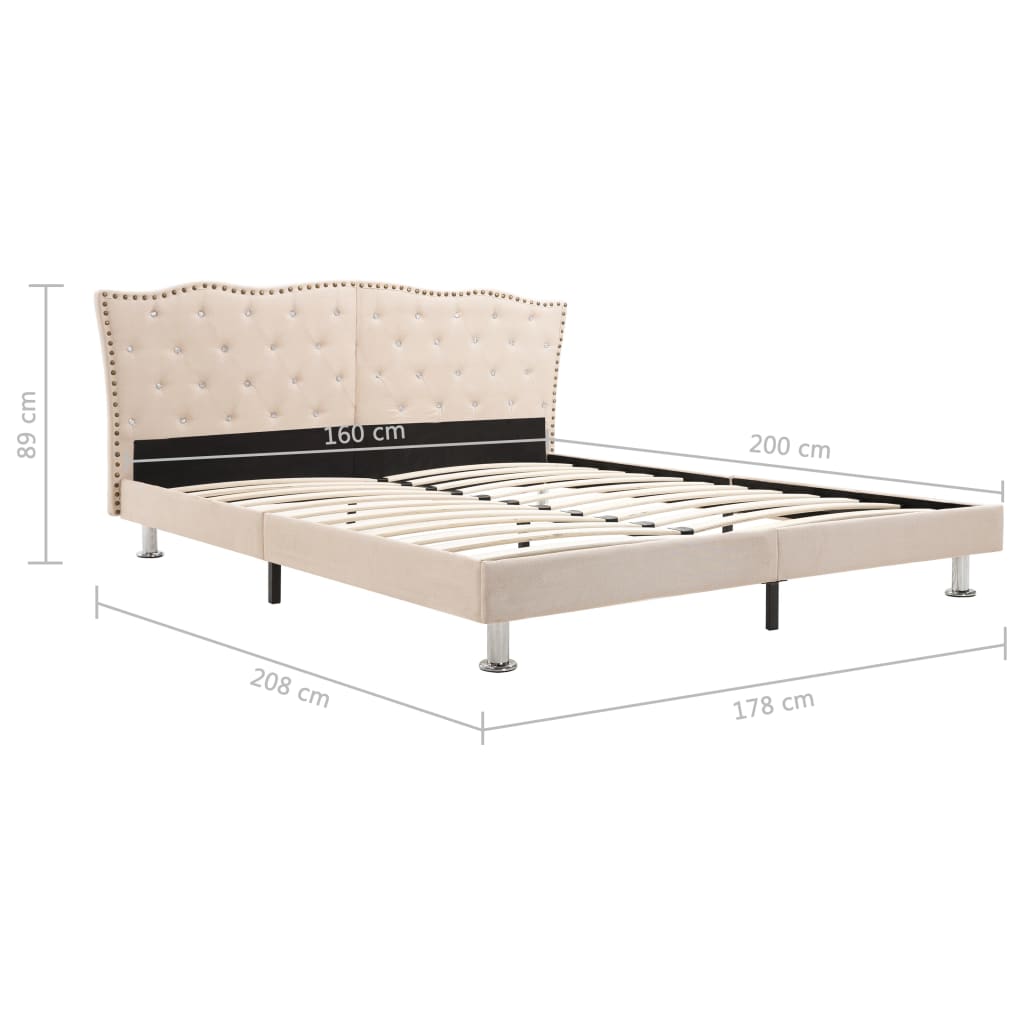 vidaXL seng med madras 160 x 200 cm stof beige