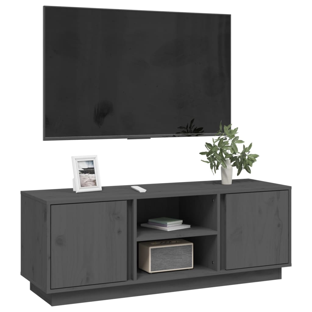 vidaXL tv-bord 110x35x40,5 cm massivt fyrretræ grå