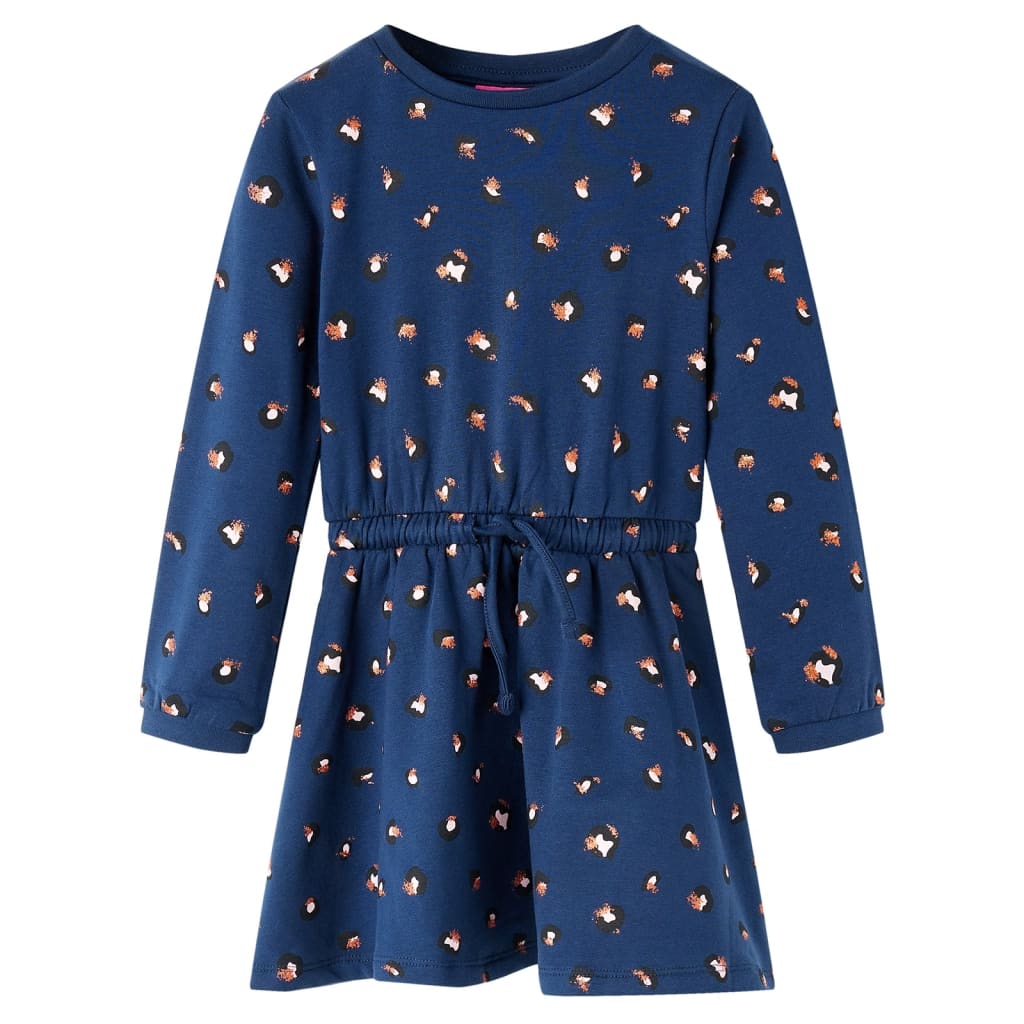 Langærmet kjole til børn str. 140 marineblå