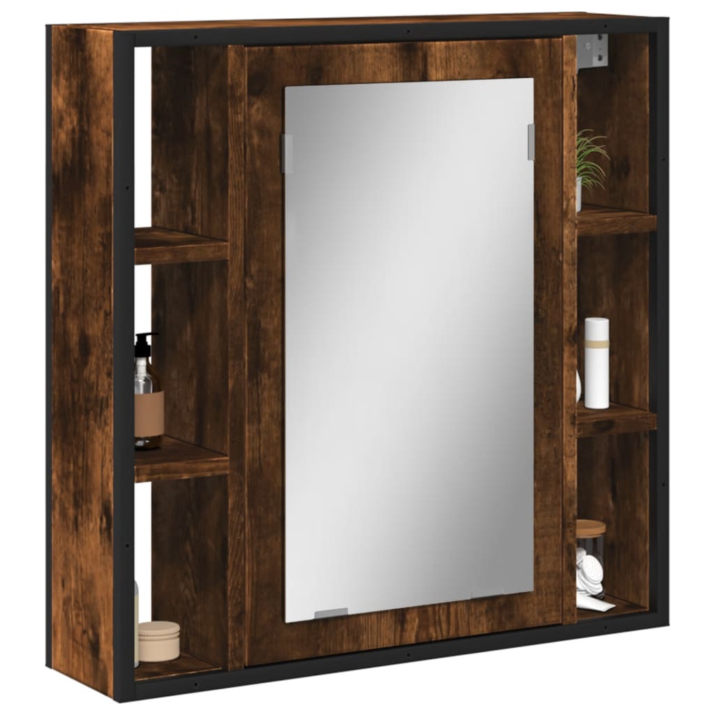 vidaXL badeværelsesskab + spejl 60x16x60 cm konstrueret træ røget eg