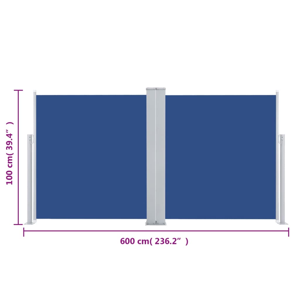 vidaXL sammenrullelig sidemarkise 100 x 600 cm blå