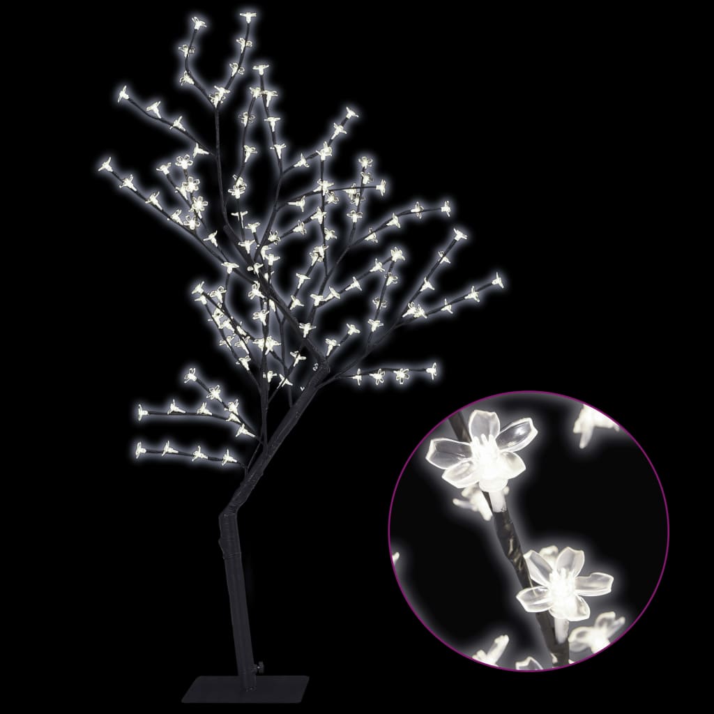 vidaXL juletræ 128 LED'er koldt hvidt lys kirsebærblomst 120 cm