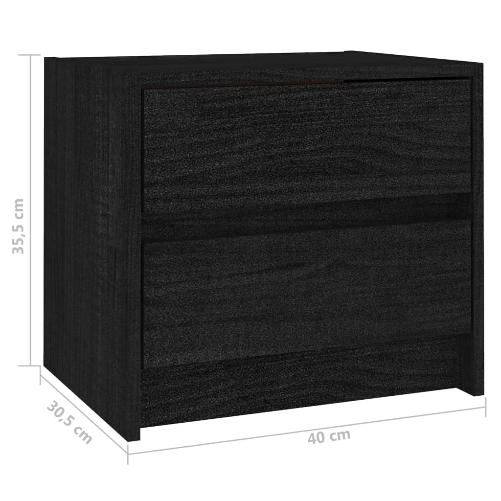 vidaXL sengeskabe 2 stk. 40x30,5x35,5 cm massivt fyrretræ sort