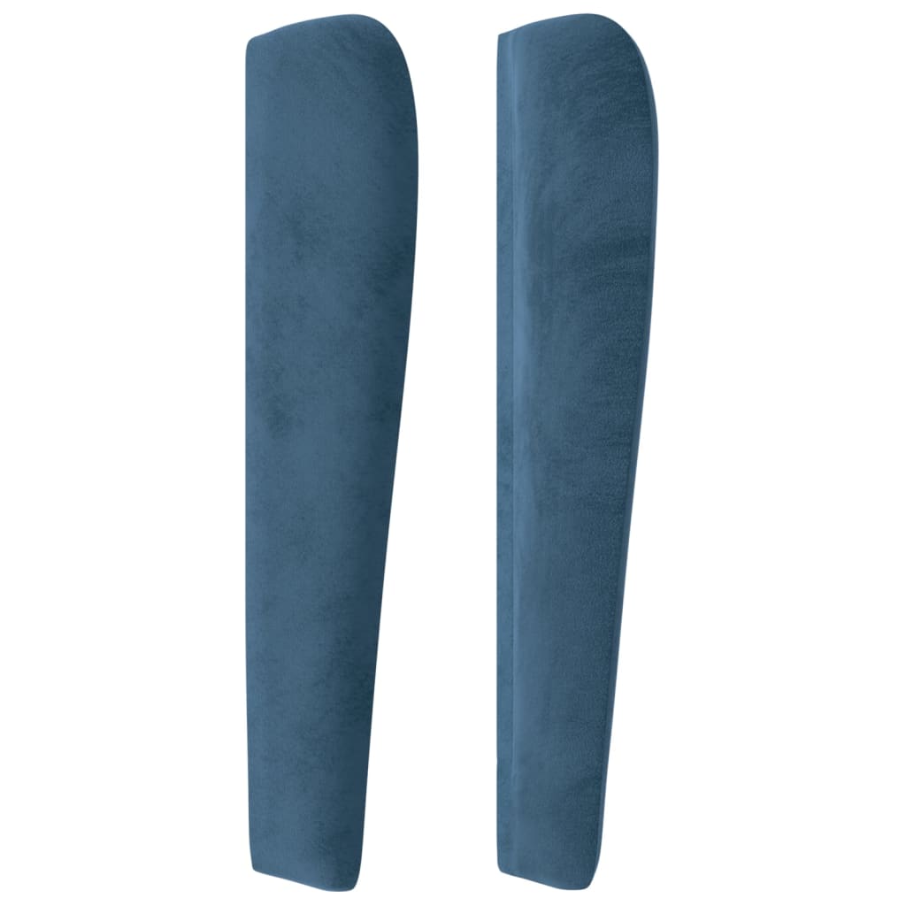 vidaXL sengegavl med kanter 93x23x118/128 cm fløjl mørkeblå
