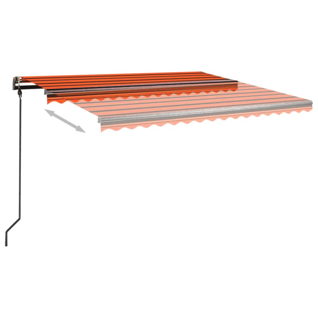 vidaXL markise med stolper 4,5x3 m manuel betjening orange og brun