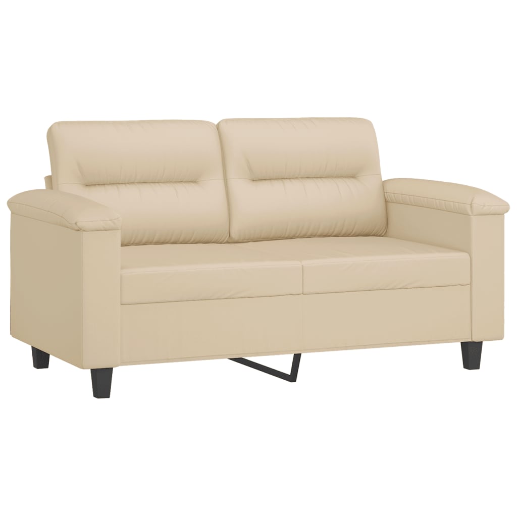 vidaXL 2-personers sofa med puder 120 cm mikrofiberstof cremefarvet