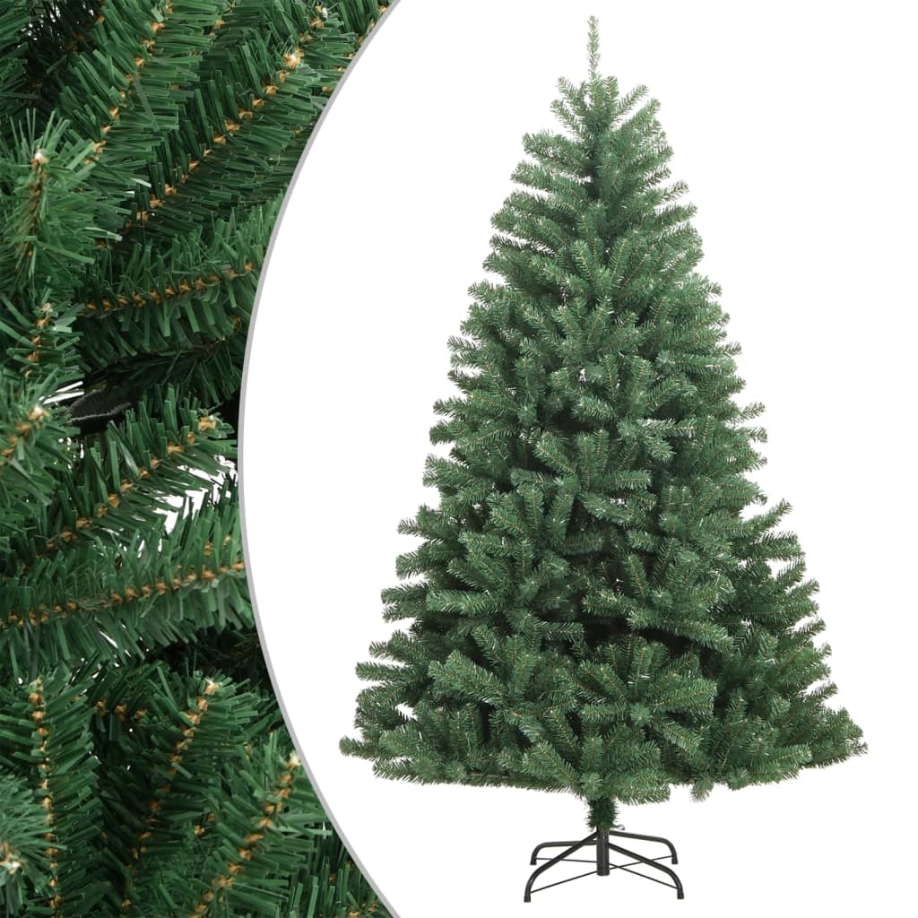 vidaXL kunstigt juletræ med juletræsfod 210 cm hængslet grøn