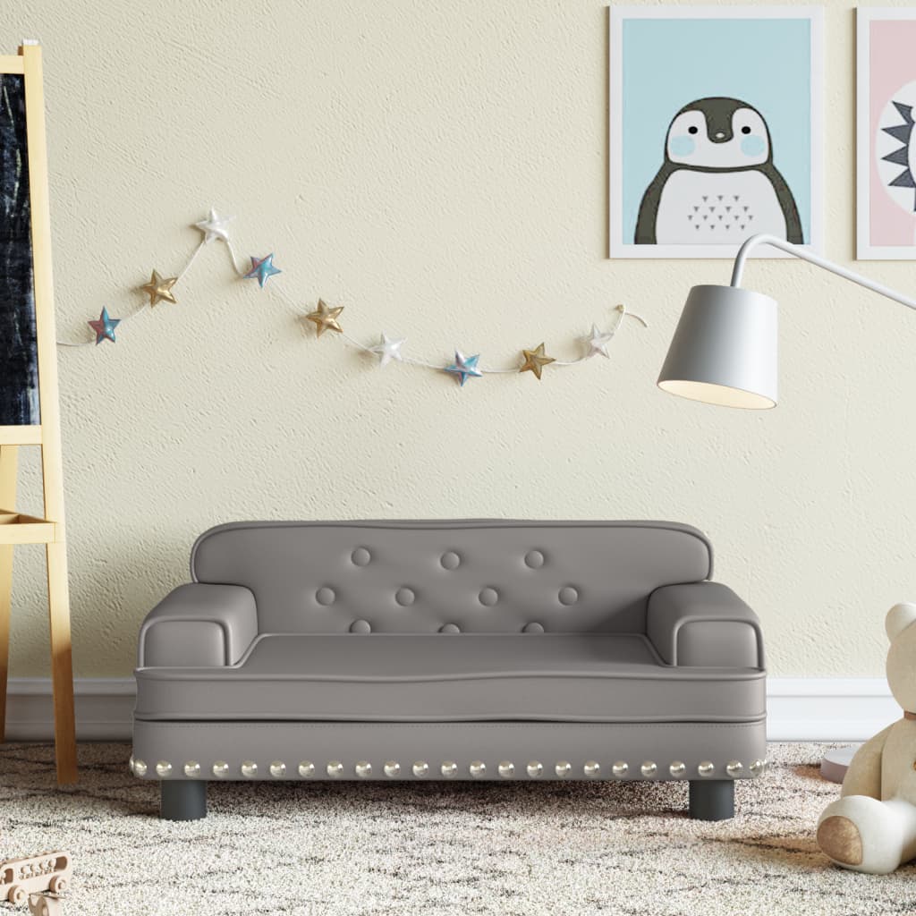 vidaXL sofa til børn 70x45x30 cm kunstlæder grå