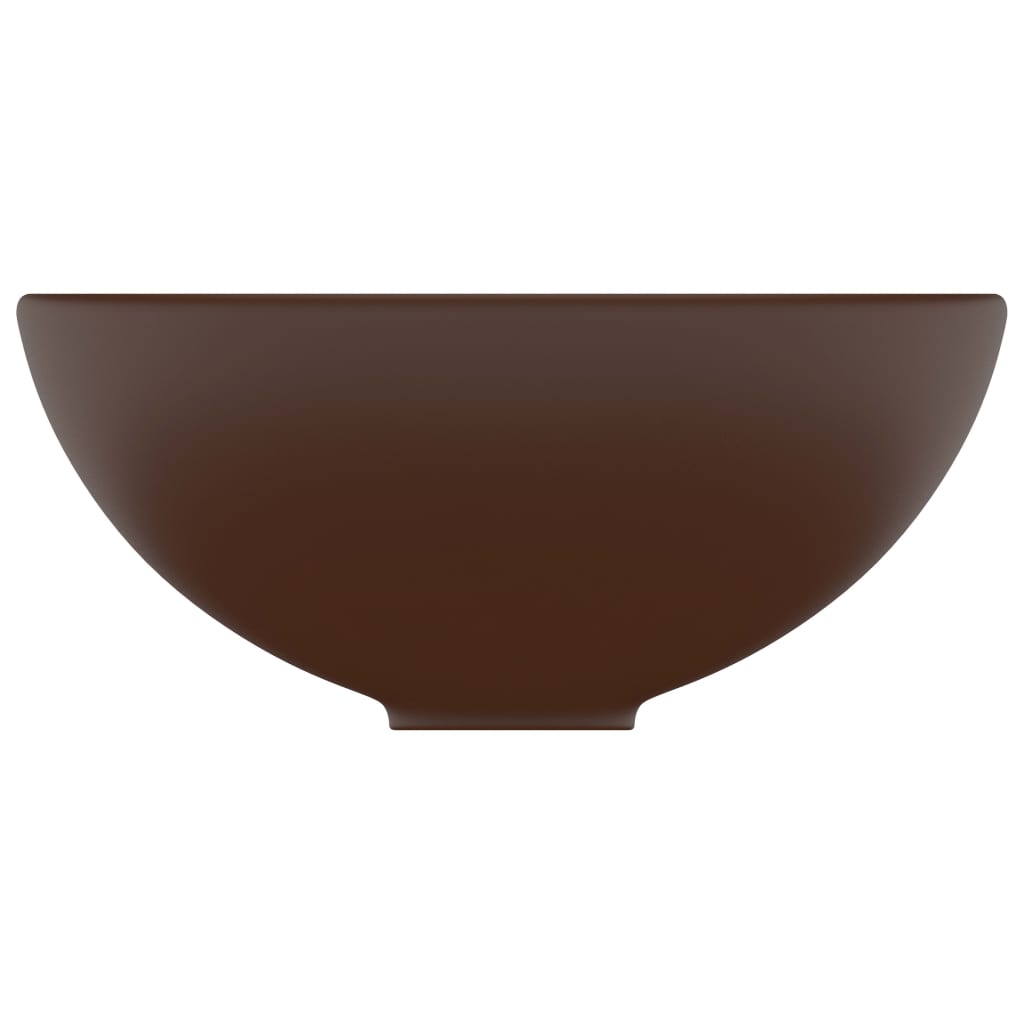 vidaXL luksuriøs håndvask 32,5x14 cm rund keramisk mat mørkebrun