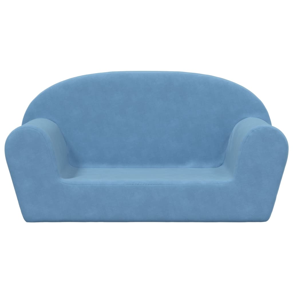 vidaXL 2-personers sofa til børn blødt plys blå