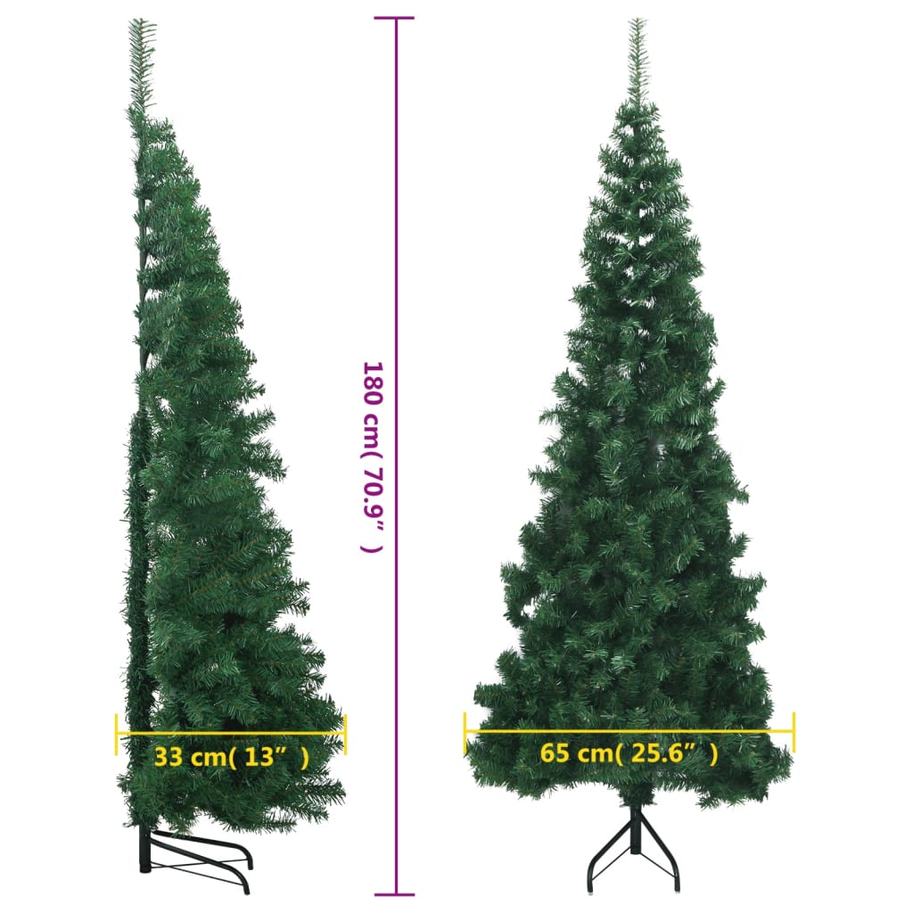 vidaXL kunstigt juletræ til hjørne 180 cm PVC grøn