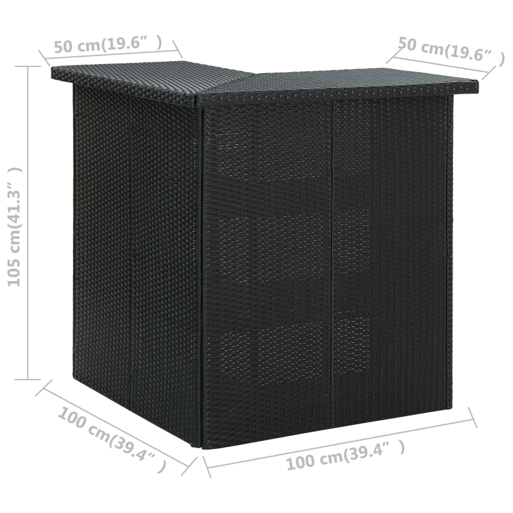 vidaXL hjørnebarbord 100x50x105 cm polyrattan sort