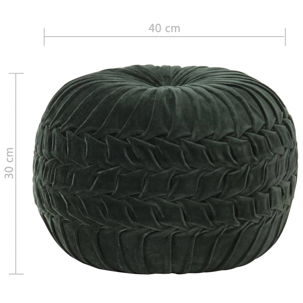 vidaXL puf bomuldsfløjl smock-design 40 x 30 cm grøn