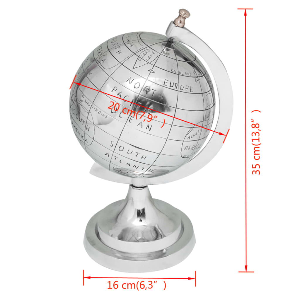 vidaXL globus med stander aluminium sølvfarvet 35 cm