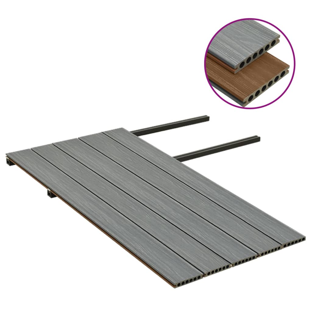 vidaXL terrassebrædder med tilbehør WPC 10 m² 2,2 m brun og grå