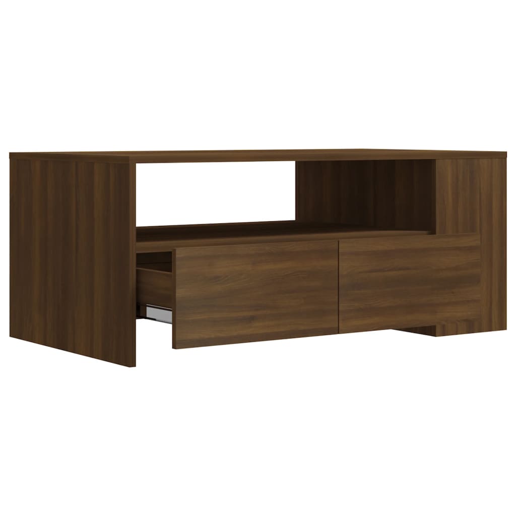vidaXL sofabord 102x55x42 cm konstrueret træ brun egetræsfarve