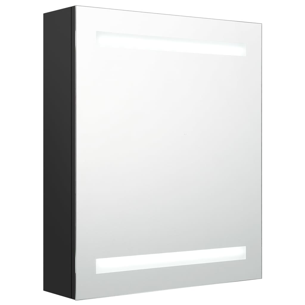 vidaXL badeværelsesskab med spejl + LED 50x14x60 cm MDF sort