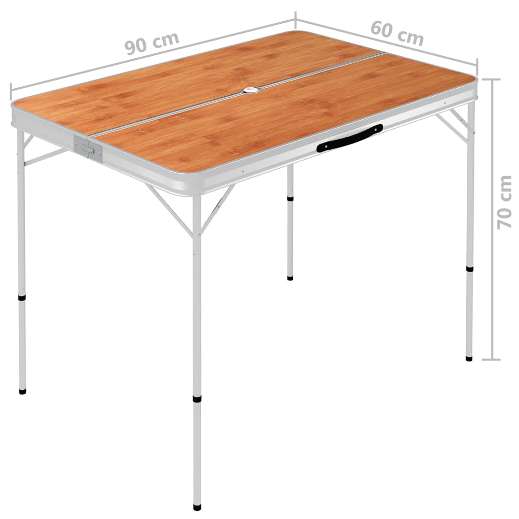 vidaXL foldbart campingbord med 2 bænke aluminium brun