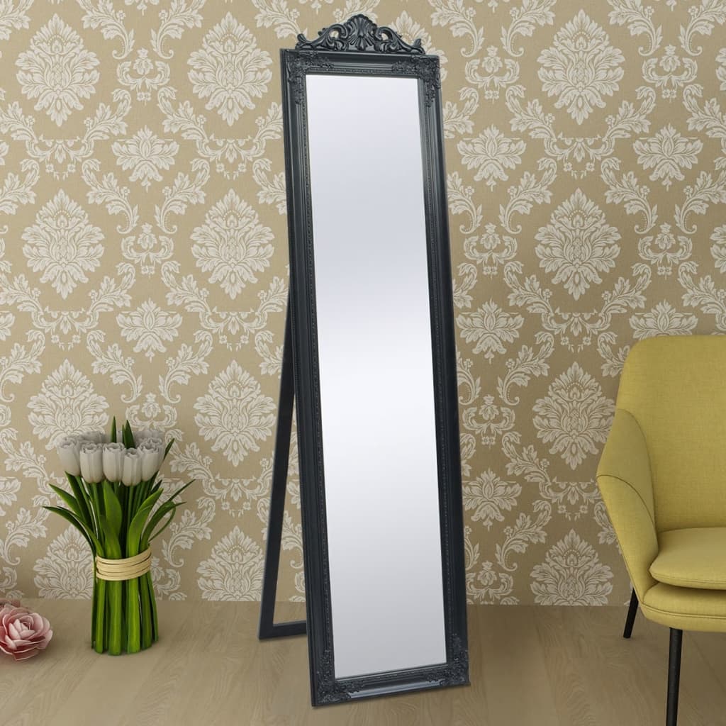 vidaXL fritstående spejl 160x40 cm barokstil sort