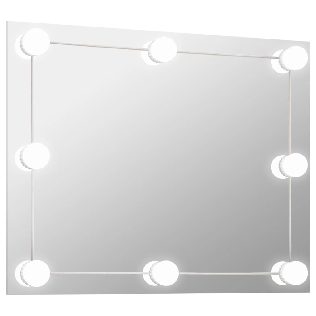 vidaXL vægspejl uden ramme med LED-lys rektangulær glas