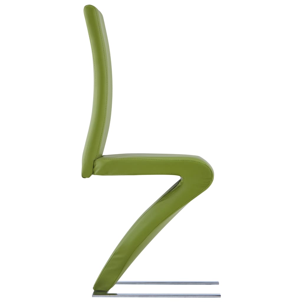 vidaXL spisebordsstole 6 stk. zigzagform kunstlæder grøn