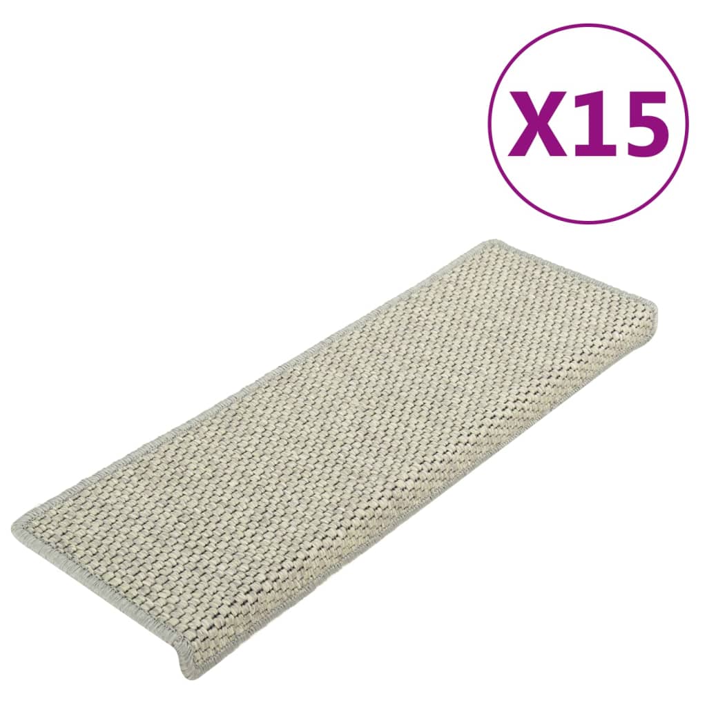vidaXL selvklæbende trappemåtter 15 stk. 65x21x4 cm sisal-look grå