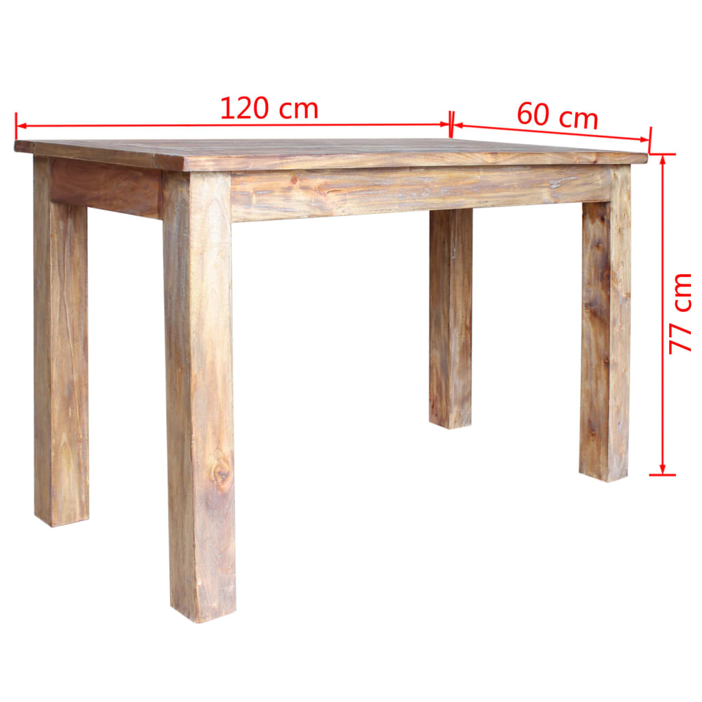 vidaXL spisebord i massivt genanvendt træ 120 x 60 x 77 cm