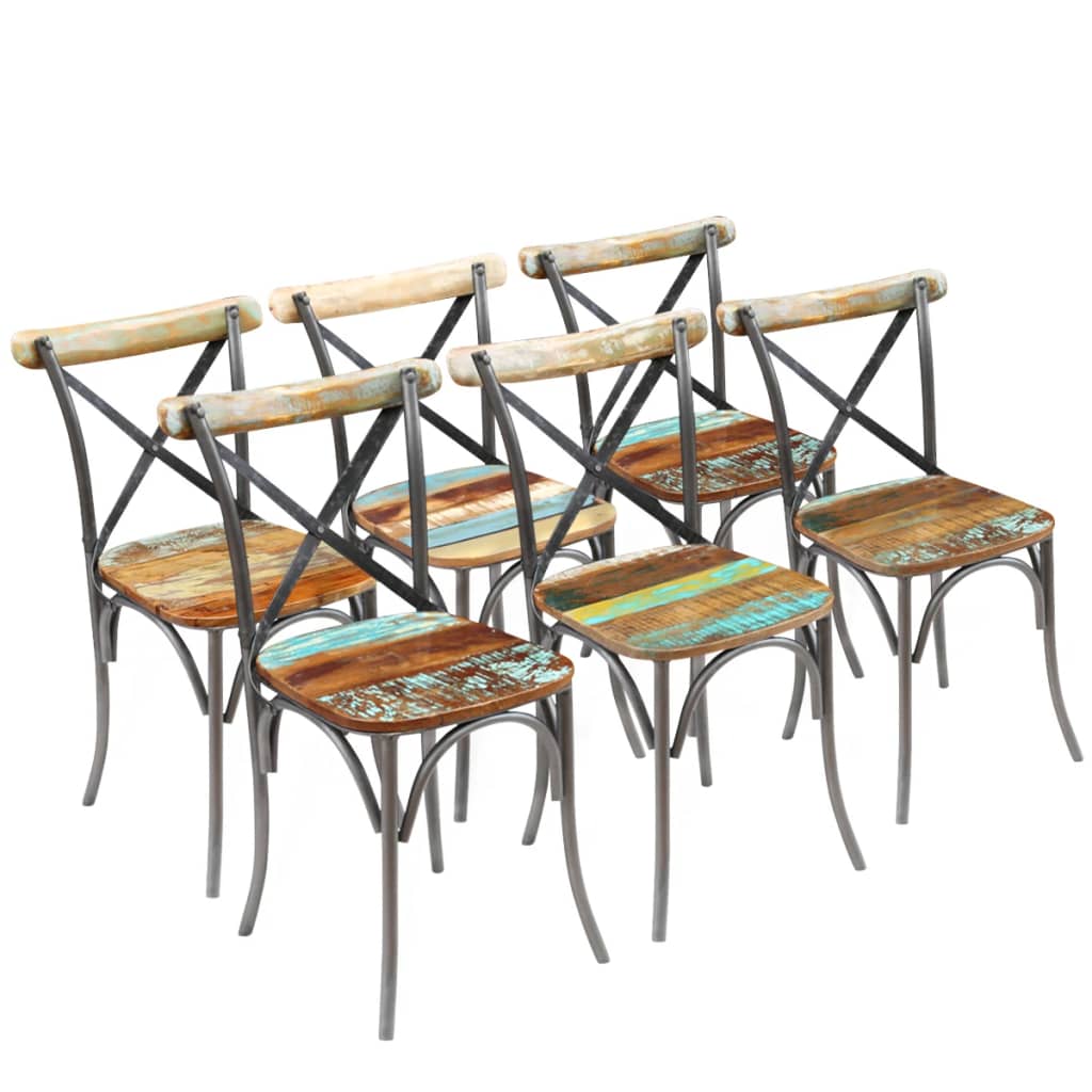 vidaXL spisebordsstole 6 stk. massivt genbrugstræ