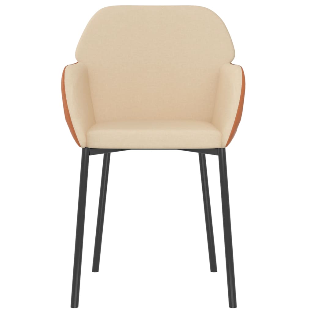 vidaXL spisebordsstole 2 stk. stof og kunstlæder cremefarvet