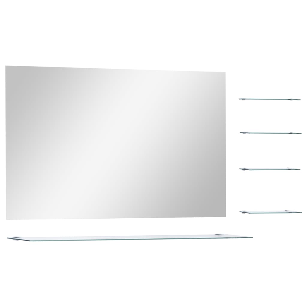 vidaXL vægspejl med 5 hylder 100x60 cm sølvfarvet