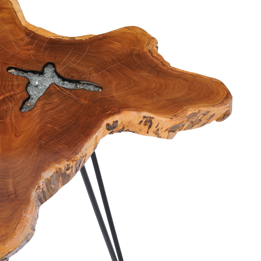 vidaXL sofabord 70 x 45 cm massiv teaktræ og polyresin