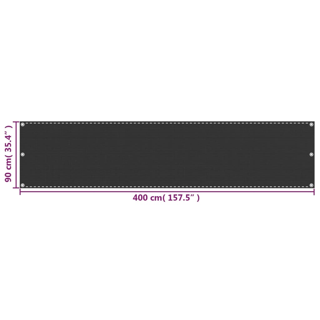 vidaXL balkonafskærmning HDPE 90 x 400 cm antracitgrå