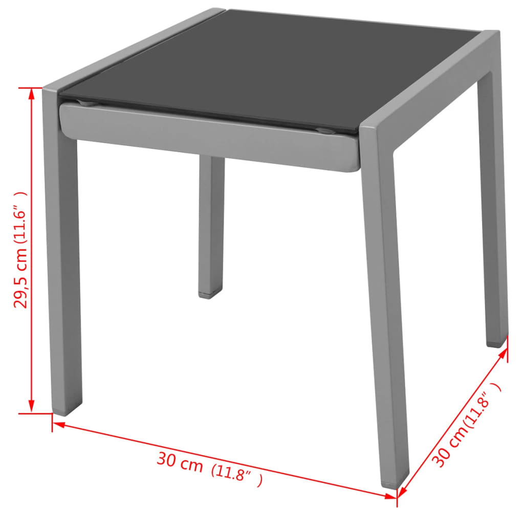 vidaXL liggestole med bord aluminium sort