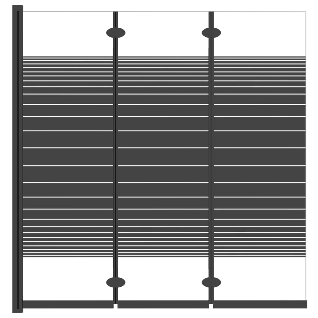 vidaXL foldbar brusevæg 3 paneler 130x130 cm sikkerhedsglas sort
