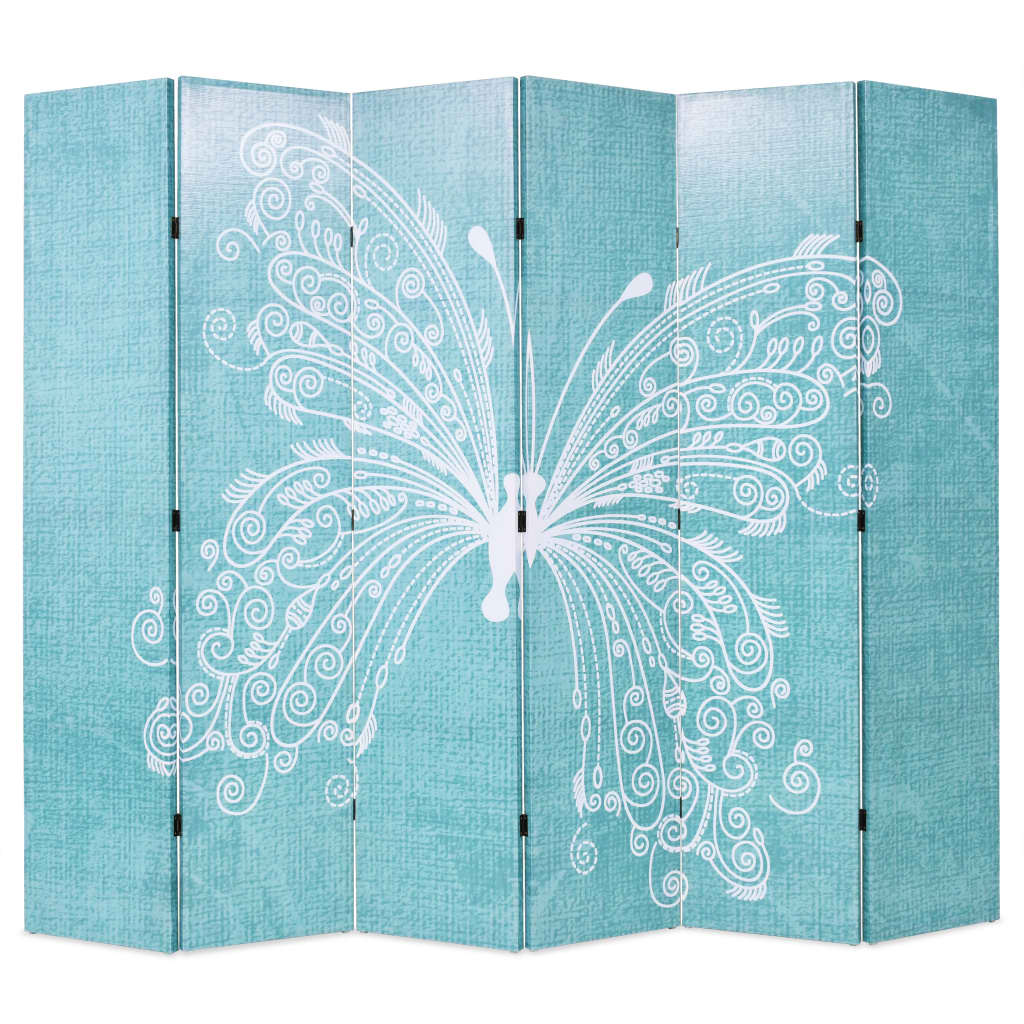 vidaXL foldbar rumdeler 228 x 170 cm sommerfugl blå