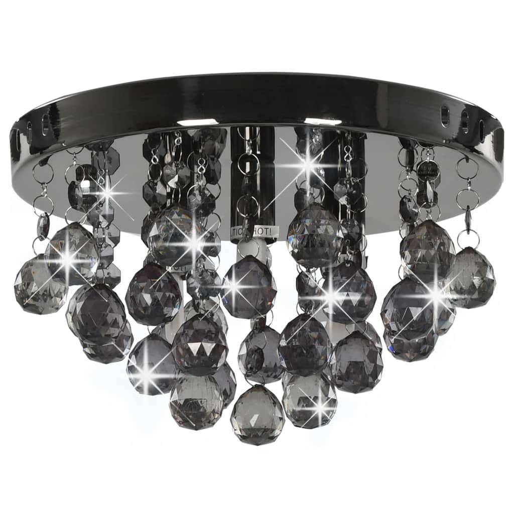 vidaXL loftlampe med røgfarvede perler rund G9 sort