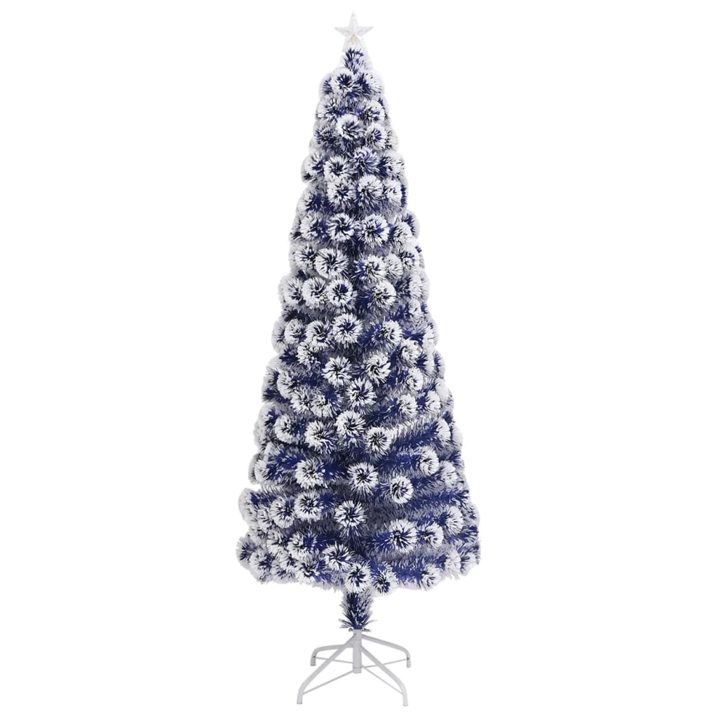 vidaXL kunstigt juletræ med lys 240 cm fiberoptisk hvid og blå