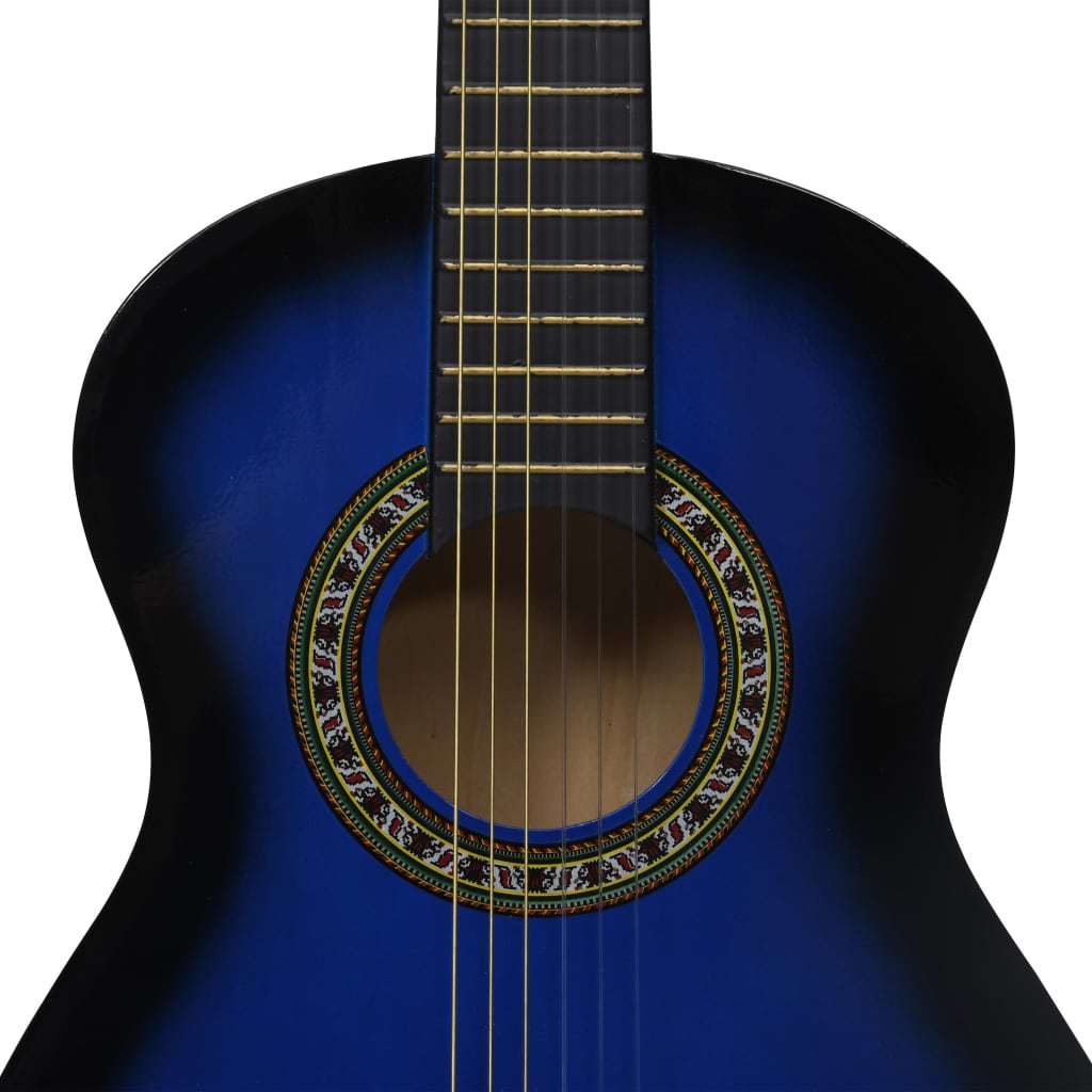vidaXL klassisk guitar med taske for begyndere og børn 1/2 34" blå