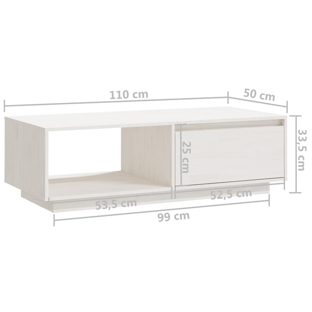 vidaXL sofabord 110x50x33,5 cm massivt fyrretræ hvid