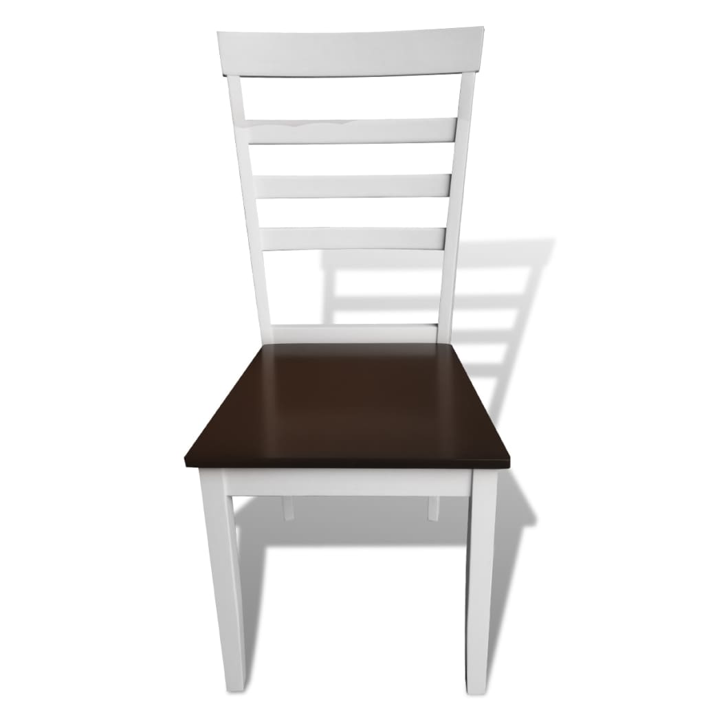 vidaXL spisebordsstole 4 stk. massivt træ og MDF hvid og brun