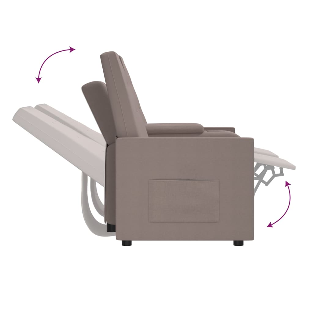 vidaXL 2-personers lænestol med kopholder stof gråbrun