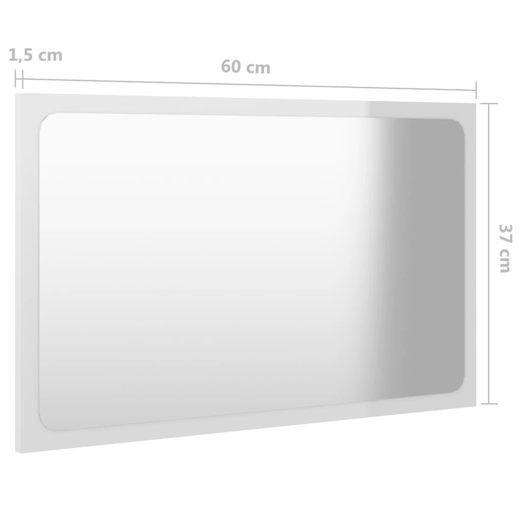 vidaXL badeværelsesspejl 60x1,5x37 cm spånplade hvid højglans