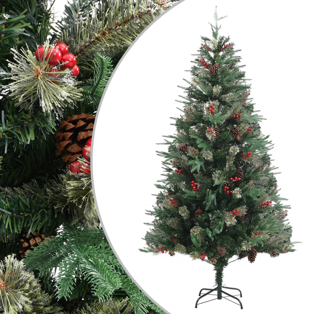 vidaXL juletræ med grankogler 195 cm PVC & PE grøn