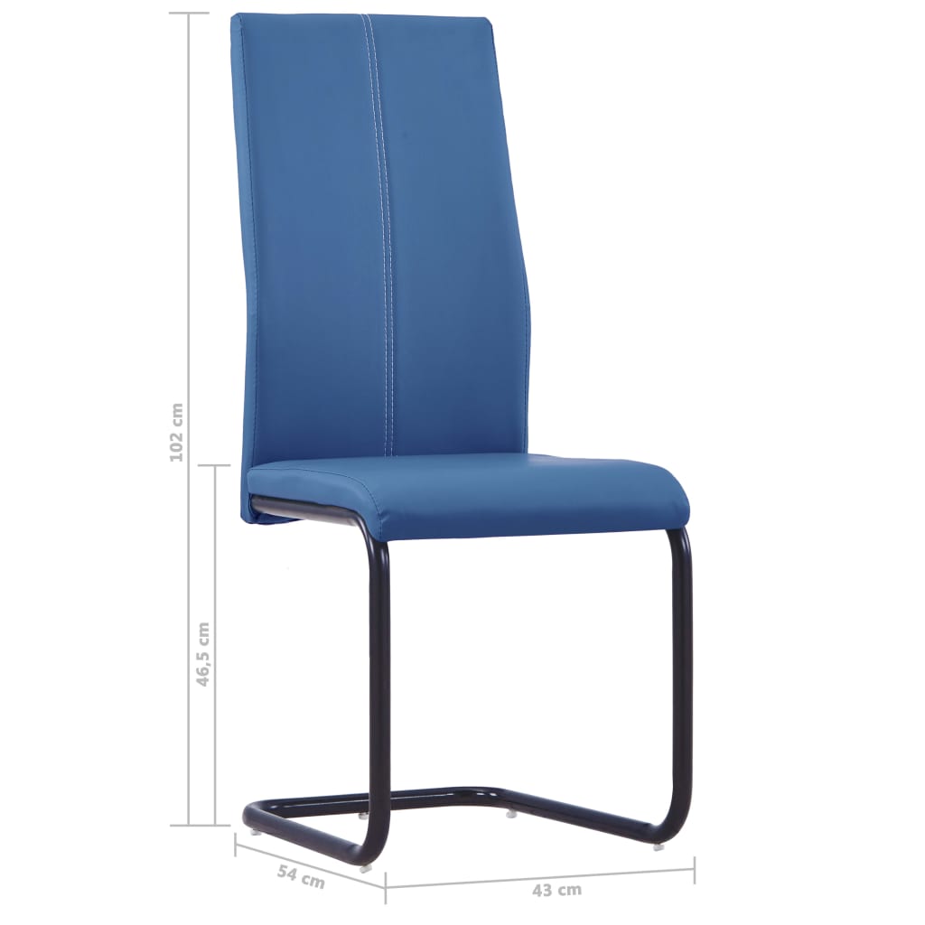 vidaXL spisebordsstole med cantilever 6 stk. kunstlæder blå