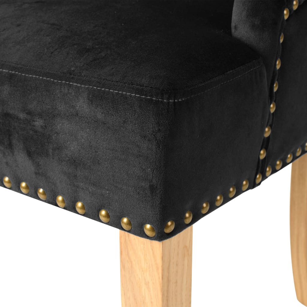 vidaXL spisebordsstole 2 stk. massivt egetræ og fløjl sort