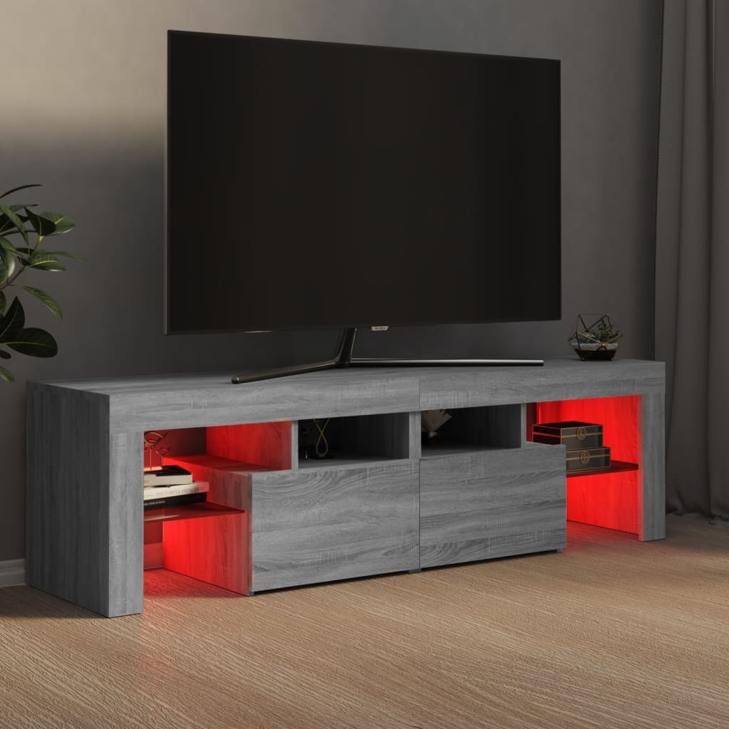 vidaXL tv-bord med LED-lys 140x36,5x40 cm grå sonoma-eg